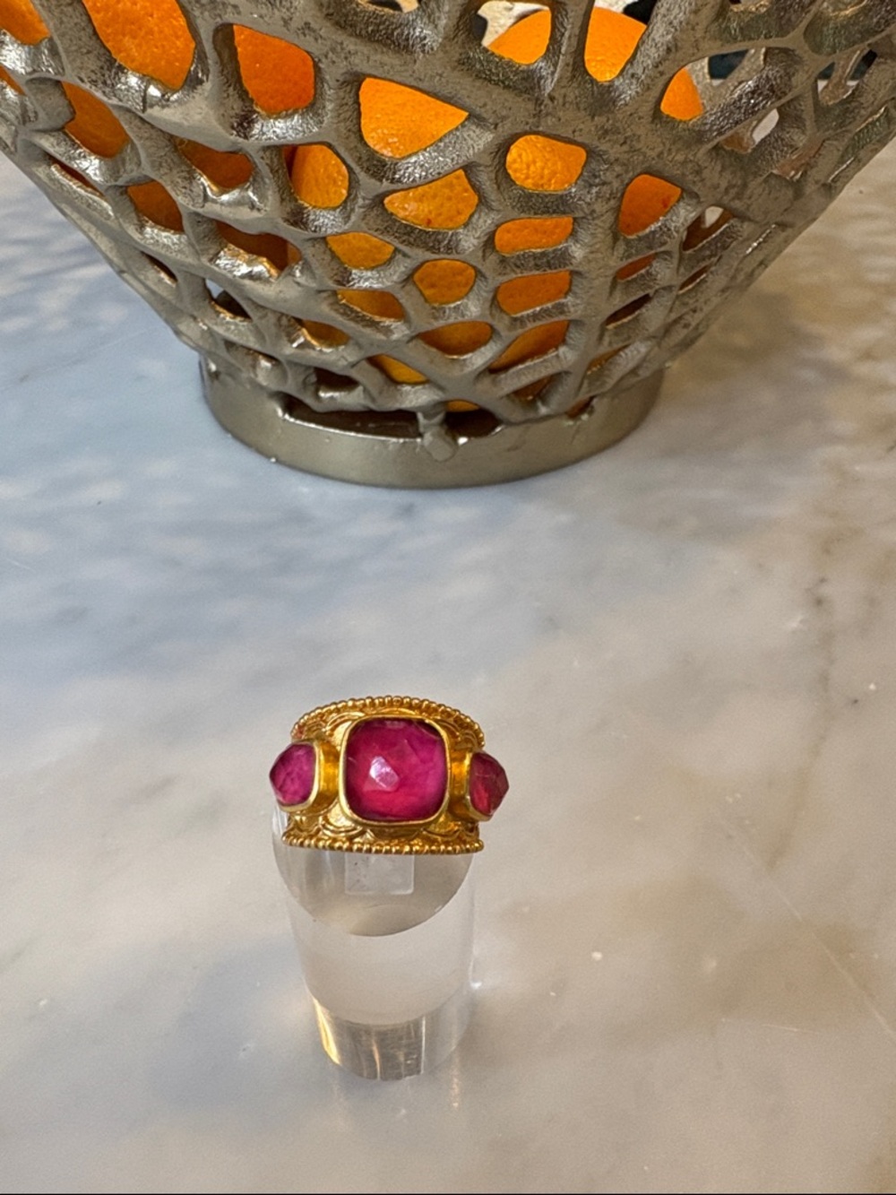Julie Vos Trieste Ring in Raspberry.